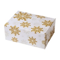 Schachtel für Süßigkeiten mit goldenen Schneeflocken 18 x 13,5 x 7,5 cm