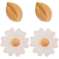 Weiße Oblatenblüten und goldene Blätter - 10 Stück