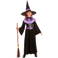 Hexenkostüm in Lila und Schwarz für Mädchen