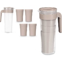 Krug von 1,4 L mit 4 Bechern à 400 ml in Mattfarbe - 5 Teile