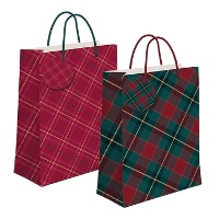 Geschenktasche in Weihnachts-Tartan, 14 x 11,5 x 6,7 cm - 1 Stück