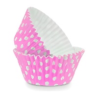 Rosa Cupcake-Förmchen mit weißen Punkten - 24 Stück