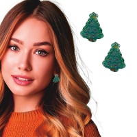 Grüne Weihnachtsbaum-Ohrringe - 1 Paar