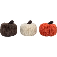 Gestrickte Mini-Kürbisse 9 x 7 cm - 3 Stück