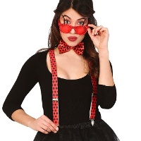 Marienkäfer Marienkäferbrille, Fliege und Hosenträger Set für Erwachsene