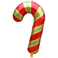 Zuckerstangen-Folienballon in Rot, Gold und Grün, 98 cm