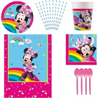 Minnie Mouse Regenbogen Party-Set - für 8 Personen
