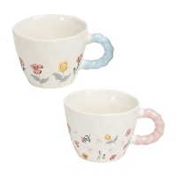 255-ml-Tasse mit Blumenmuster und geflochtenem Henkel - 1 Stück