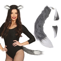 Graues Wolf-Accessoire-Set