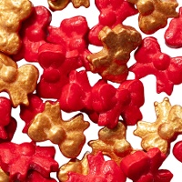 Rote und goldene Schleifenstreusel, 25 g - PME