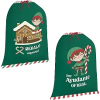 Weihnachtlicher Geschenkesack mit Elfenmotiv, 75 x 50 cm - 1 Stück