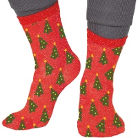 Rote Weihnachtsbaumsocken mit Glitter - 1 Paar