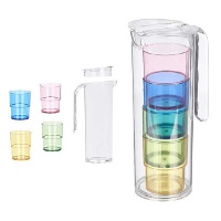 Krug mit 1,6 L und 4 farbigen Gläsern - 5 Teile