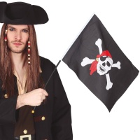 Piratenflagge mit Mast 42 x 30 cm