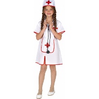 Krankenschwesterkostüm mit Haube und Schürze für Mädchen