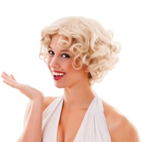 Kurze lockige blonde Perücke