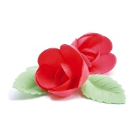 Bunte Rosenblütenwaffeln mit Blättern - Scrapcooking - 4 Stück