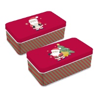 Rechteckige Metallbox mit Weihnachtsmann in Rot - 1 Stück