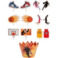 Cápsulas para cupcakes de baloncesto con picks