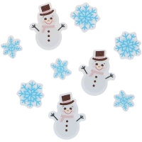 Essbare Oblaten mit Schneemännern und Schneeflocken - 9 Stück