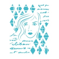 Schablone mit Rhombus Frauengesicht 20 x 28,5 cm - Artis Dekor - 1 Stück