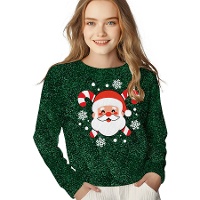 Weihnachtspullover für Kinder mit Glitzer und Santa Claus-Motiv