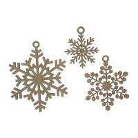 Schneeflockenfiguren aus Holz - Artis Dekor - 3 Stück.