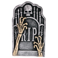 Grabstein RIP mit Skeletthänden, 56,5 x 34 cm