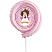 Erstkommunion Marshmallow-Spieß mit rosa Wirbel, 70 g