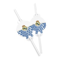 Real Madrid Strohhalme mit Wappen und Buchstaben - 6 Stück