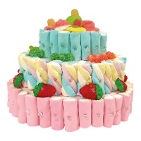 Dreistöckige blaue und rosa Schaumzuckertorte, 595 g