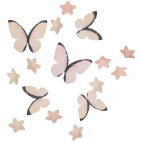 Mini-Blumen- und Schmetterlingsoblaten in Pfirsichrosa - 30 Stück