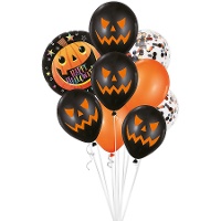 Happy Halloween Bouquet mit Kürbis - 9 Stück
