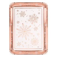 Rechteckiges Schneekarton-Tablett Rose Gold 25 x 34 cm - 1 Stk.