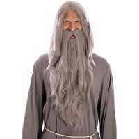Graue Magier-Perücke und Bart