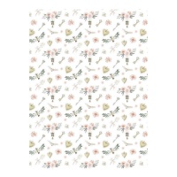 Kartonpapier mit Herzen, Blumen und Schlüsseln 32 x 43,5 cm - Artis Dekor - 5 Stück