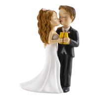 Figur für Hochzeitstorte von einem Paar mit Pokal, 16 cm