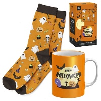 Geschenkset Tasse und Socken Halloween Friedhof