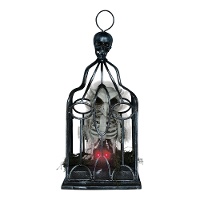 Käfig mit Eulen-Skelett mit Licht, Ton und Bewegung - 33 cm