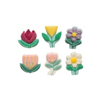 Zuckerfiguren mit frühlingshaftem Blumenmotiv - Decora - 6 Einheiten