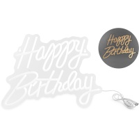 Happy Birthday-Schild mit weißen Neon-LED-Leuchten