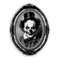 Klebende Wanddekoration mit einem Clown-Bild in einem Rahmen, 30 x 23 cm