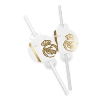Strohhalme mit goldenem Real Madrid Wappen - 6 Stück
