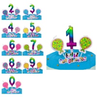 Set von Zahlenkerzen mit Luftballons und Schild - 4 Stück.