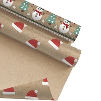 Geschenkpapier mit Weihnachtsmann oder Schneemann, 2 x 0,70 m - 1 Stück