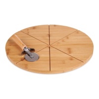 35 cm Pizzateller aus Bambus mit Pizzaschneider