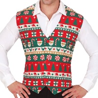 Weihnachtsweste mit Zuckerstangenmotiv