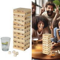 Spiel der Block-Balance mit Schnapsgläsern