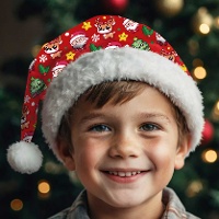 Weihnachtsmannmütze mit kindlichem rotem Druck