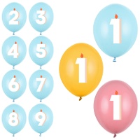 30 cm große mehrfarbige Nummern-Latexballons - 50 Stück